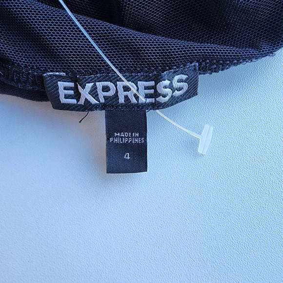 Express Stretch Dress Black Mesh Top Jewels Sleveless Women's Rayon Sz 4 - Picture 15 of 16